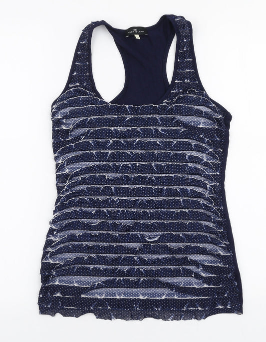 Womens UK Size 10 River Island Blue Jersey Tank