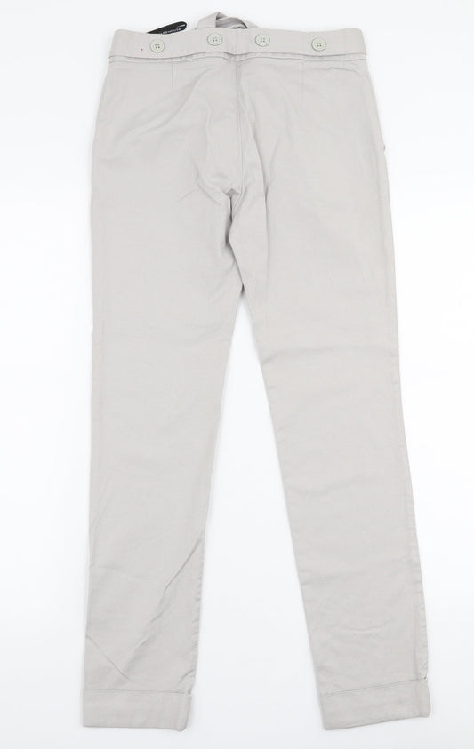 Warehouse Womens Grey  Viscose Trousers  Size 6 L28 in Slim Zip