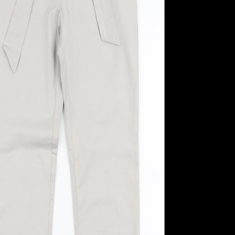 Warehouse Womens Grey  Viscose Trousers  Size 6 L28 in Slim Zip