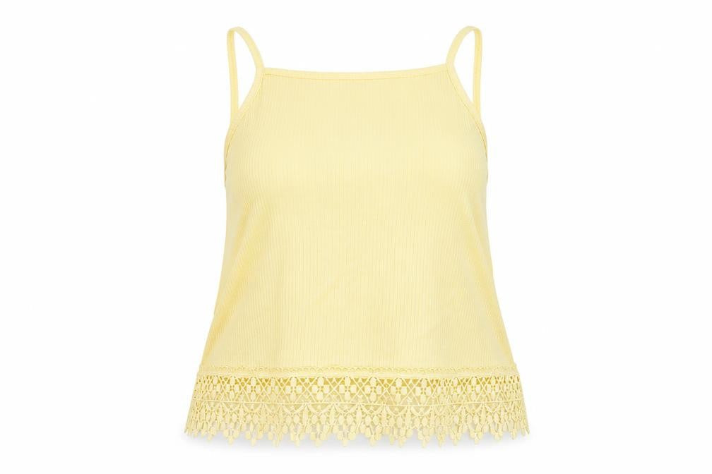 Womens UK Size 12 New Look Yellow Basic Tank