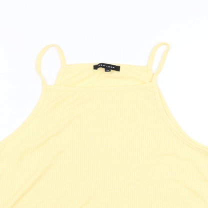Womens UK Size 12 New Look Yellow Basic Tank