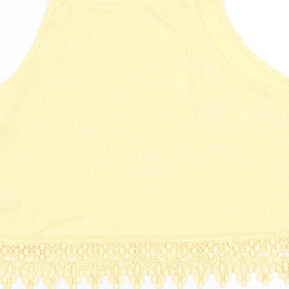 Womens UK Size 12 New Look Yellow Basic Tank