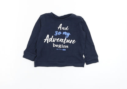 Pep&co Boys Blue  Cotton Basic T-Shirt Size 12-18 Months Round Neck Pullover - Slogan