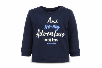 Pep&co Boys Blue  Cotton Basic T-Shirt Size 12-18 Months Round Neck Pullover - Slogan