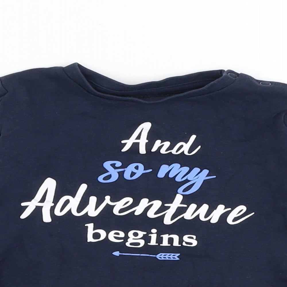 Pep&co Boys Blue  Cotton Basic T-Shirt Size 12-18 Months Round Neck Pullover - Slogan