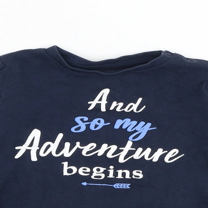 Pep&co Boys Blue  Cotton Basic T-Shirt Size 12-18 Months Round Neck Pullover - Slogan