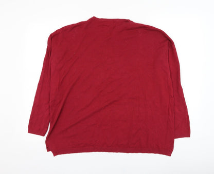 Zara Mens Red Round Neck  Polyester Pullover Jumper Size M