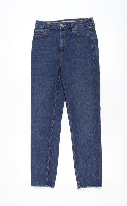 Topshop Womens Blue  Cotton Skinny Jeans Size 25 in L32 in Regular Zip