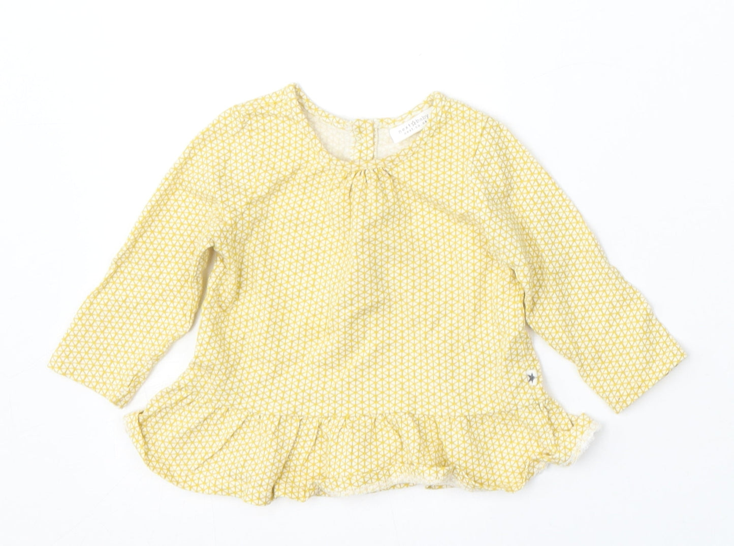 NEXT Girls Yellow Geometric Cotton Skater Dress  Size 3-6 Months  Round Neck