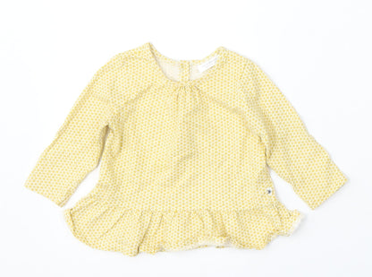 NEXT Girls Yellow Geometric Cotton Skater Dress  Size 3-6 Months  Round Neck