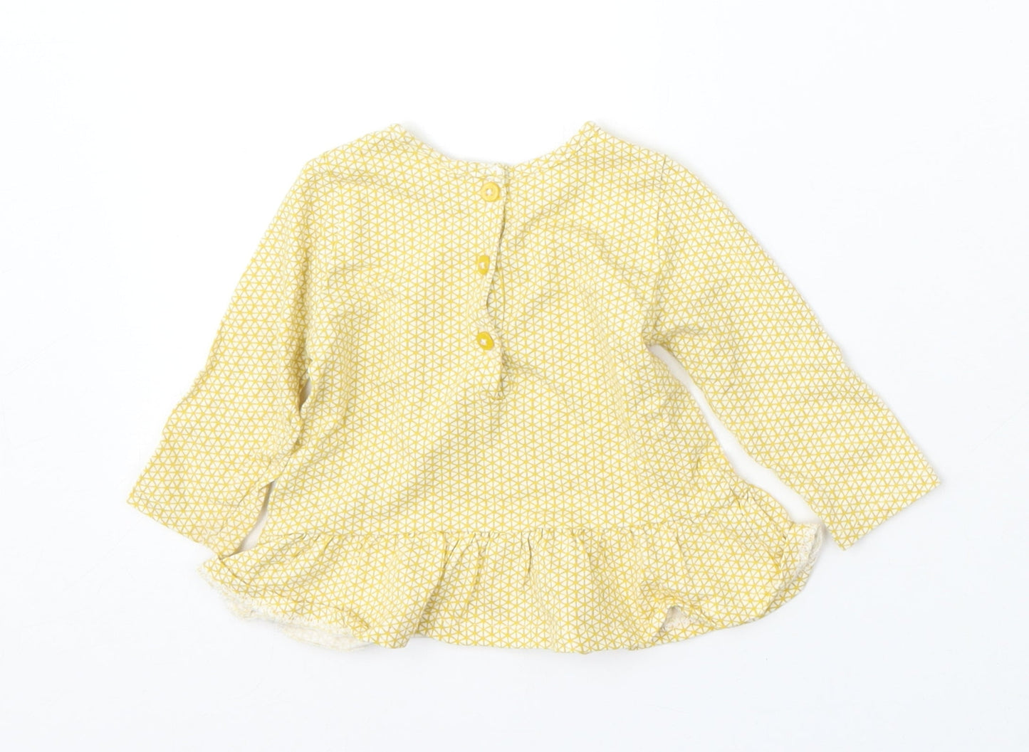 NEXT Girls Yellow Geometric Cotton Skater Dress  Size 3-6 Months  Round Neck