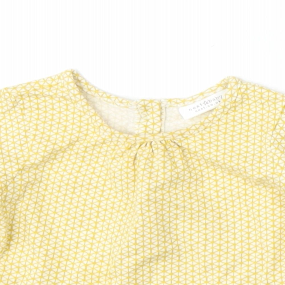 NEXT Girls Yellow Geometric Cotton Skater Dress  Size 3-6 Months  Round Neck