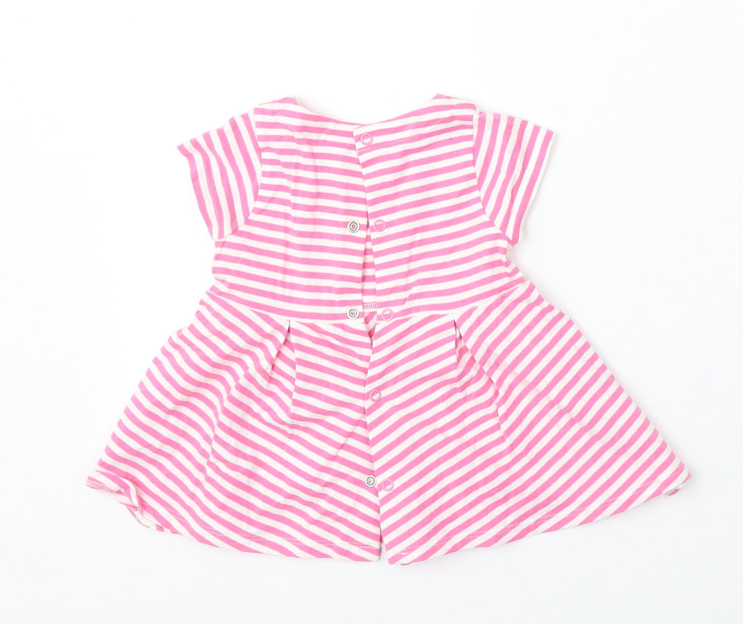 tuc tuc Girls Pink Striped Cotton Skater Dress  Size 6-9 Months  Round Neck