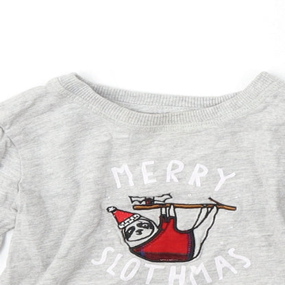 NEXT Boys Grey  Cotton Basic T-Shirt Size 9-12 Months Round Neck