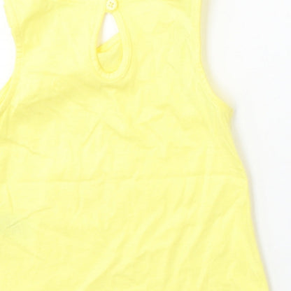 Primark Girls Yellow  Cotton Basic Tank Size 6-9 Months Round Neck