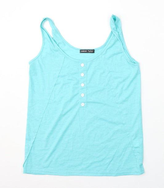 SheIn Womens Blue  Polyester Basic Tank Size S Round Neck