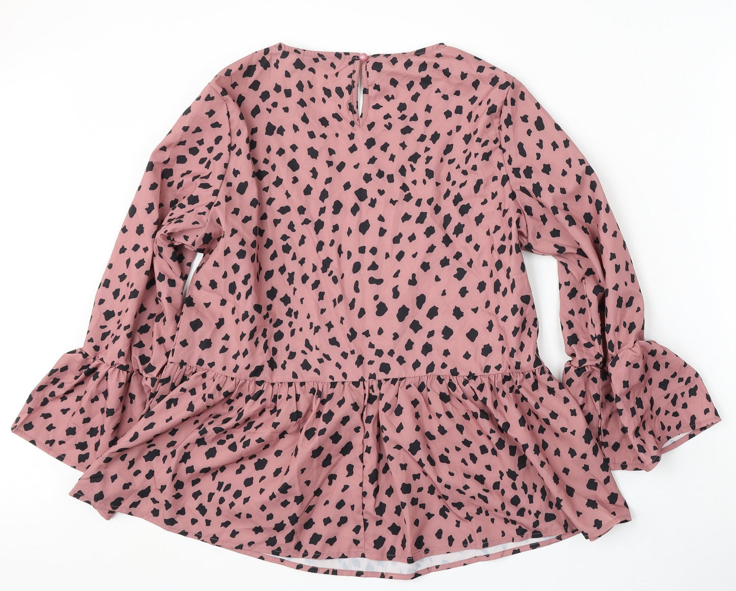 SheIn Womens Pink Geometric Polyester Basic Blouse Size M Round Neck