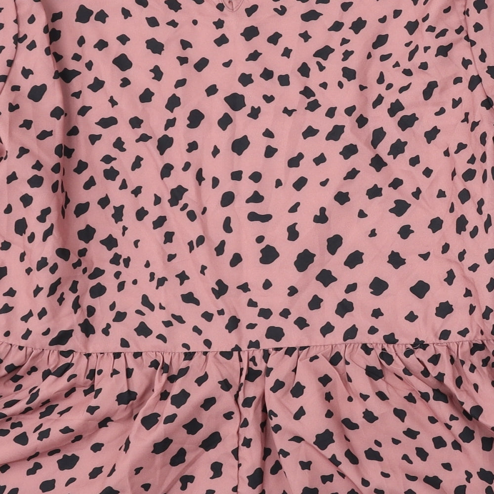 SheIn Womens Pink Geometric Polyester Basic Blouse Size M Round Neck