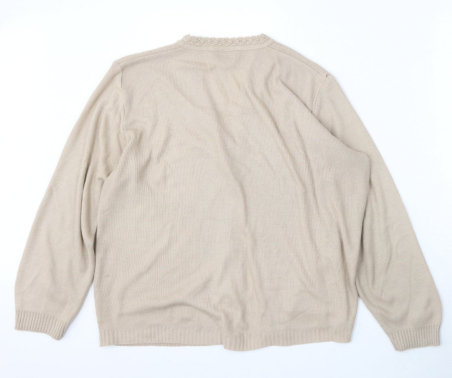 In Stitches Womens Beige V-Neck  Acrylic Cardigan Jumper Size M