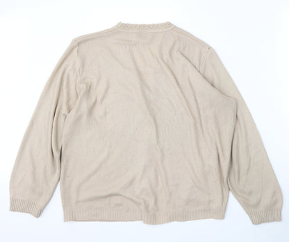In Stitches Womens Beige V-Neck  Acrylic Cardigan Jumper Size M