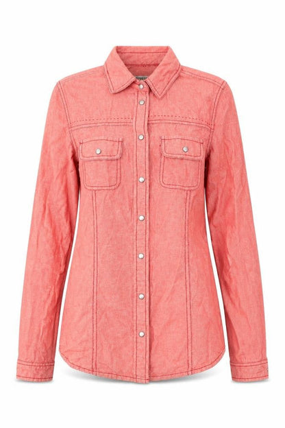 Kenvelo Womens Red  Cotton Basic Button-Up Size XS Collared