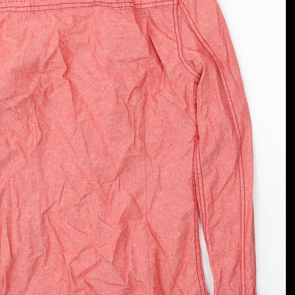 Kenvelo Womens Red  Cotton Basic Button-Up Size XS Collared