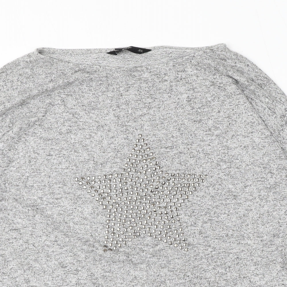 F&F Womens Grey Round Neck  Viscose Pullover Jumper Size 12