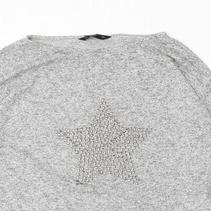 F&F Womens Grey Round Neck  Viscose Pullover Jumper Size 12