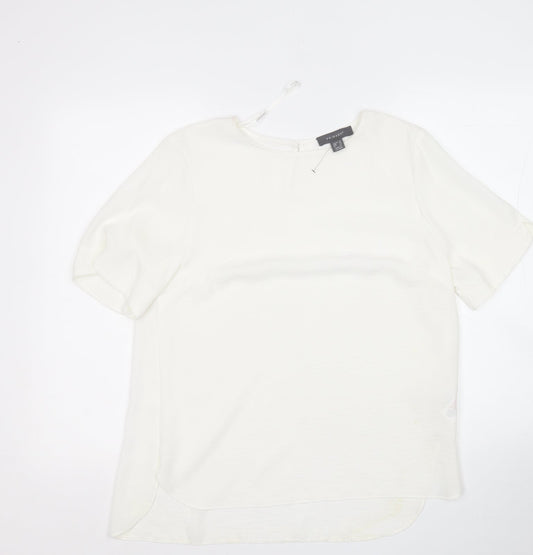 Primark Womens White  Polyester Basic Blouse Size 12 Round Neck