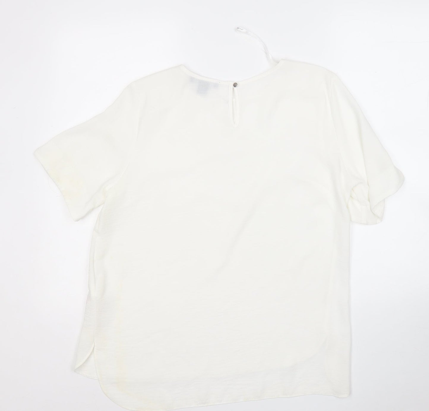 Primark Womens White  Polyester Basic Blouse Size 12 Round Neck