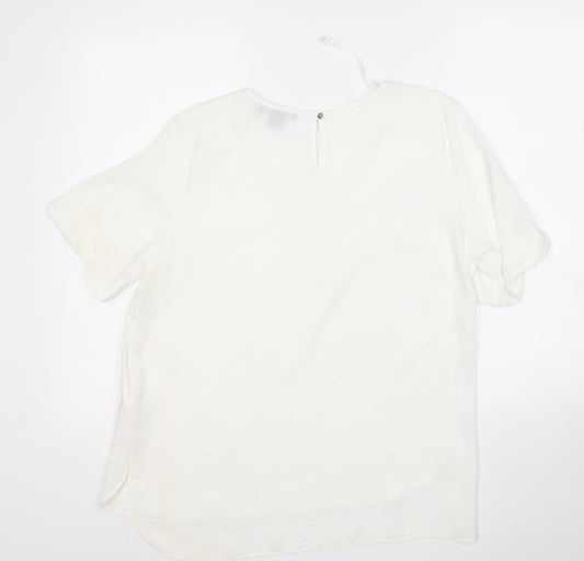 Primark Womens White  Polyester Basic Blouse Size 12 Round Neck