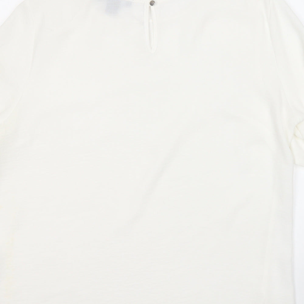 Primark Womens White  Polyester Basic Blouse Size 12 Round Neck