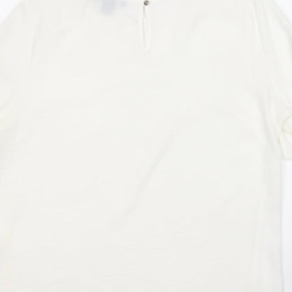 Primark Womens White  Polyester Basic Blouse Size 12 Round Neck