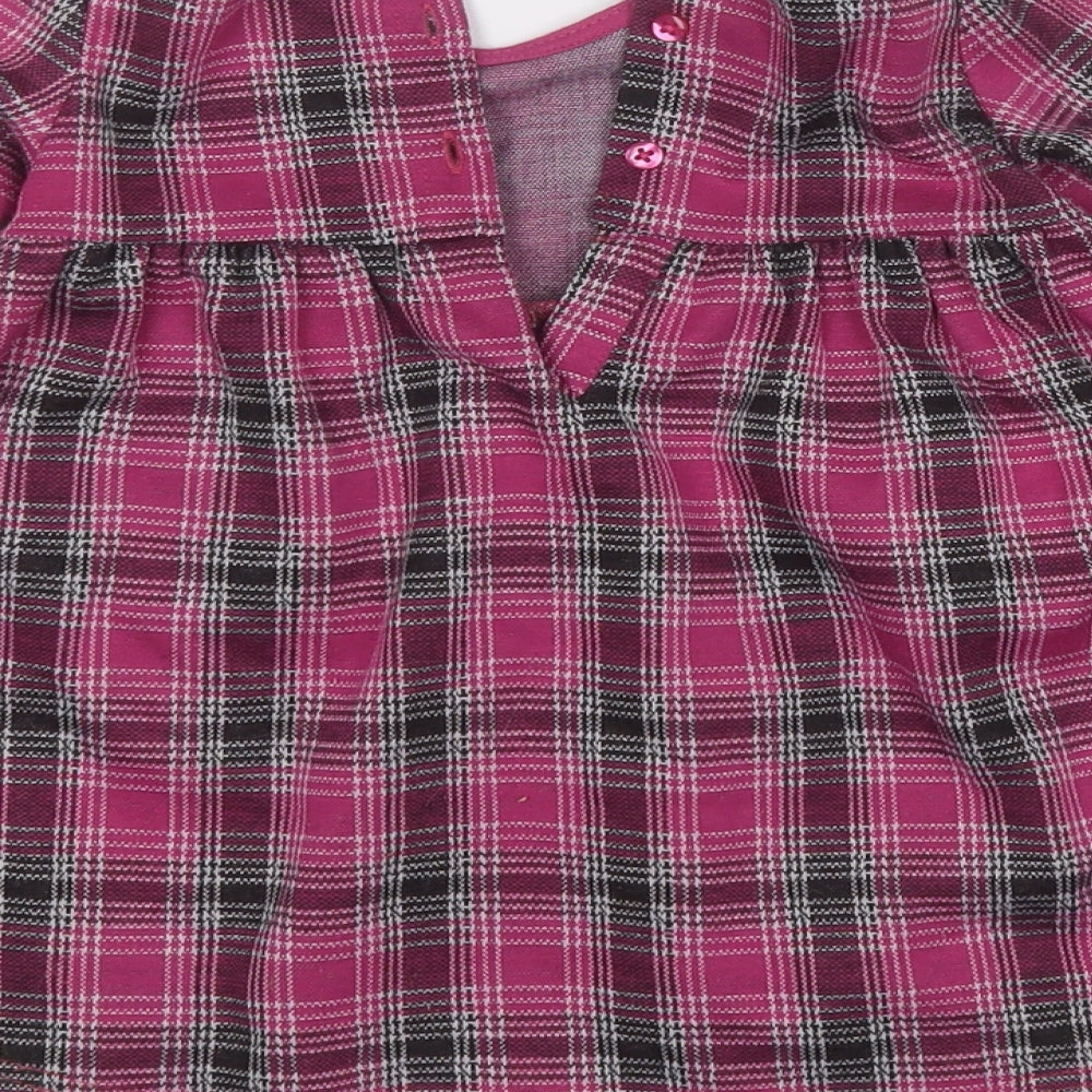 Dunnes Stores Girls Purple Plaid Polyester Fit & Flare  Size 12-18 Months  Round Neck
