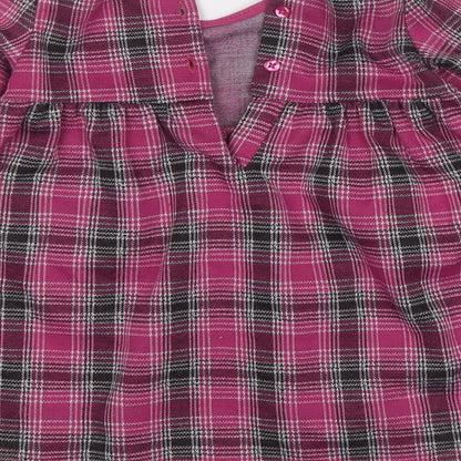 Dunnes Stores Girls Purple Plaid Polyester Fit & Flare  Size 12-18 Months  Round Neck