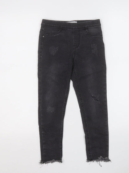 Denim & Co. Girls Grey  Cotton Jegging Jeans Size 6-7 Years  Regular