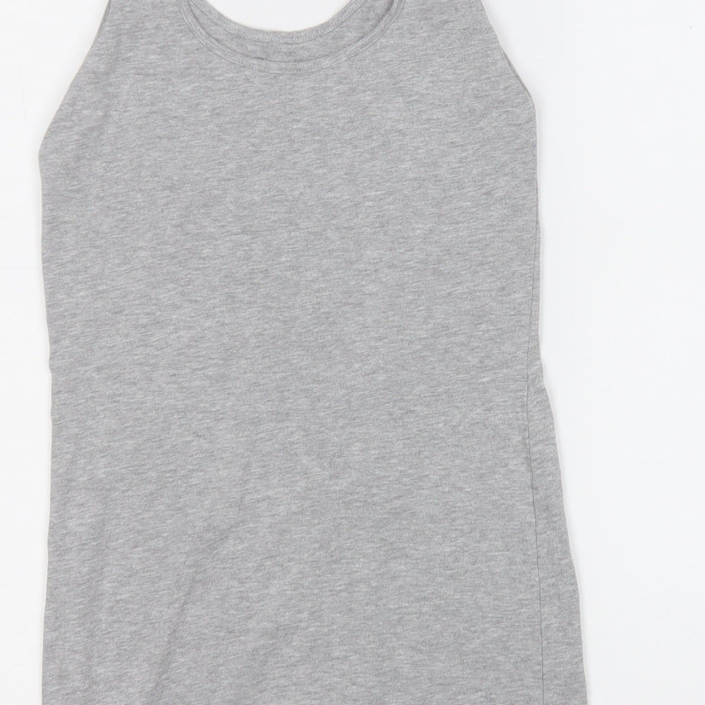 Papaya Womens Grey  Cotton Basic Tank Size 12 Round Neck