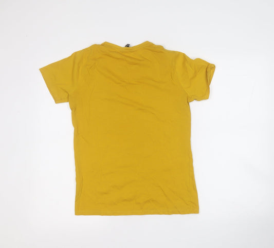 Womens UK Size 8 New Look Yellow Basic T-Shirt