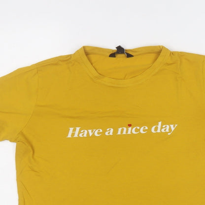 Womens UK Size 8 New Look Yellow Basic T-Shirt