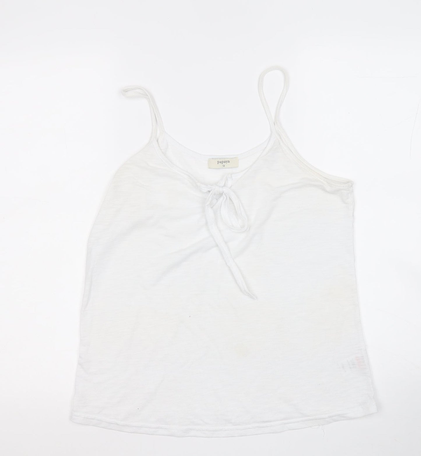 Papaya Womens White  Polyester Basic Tank Size 12 Round Neck