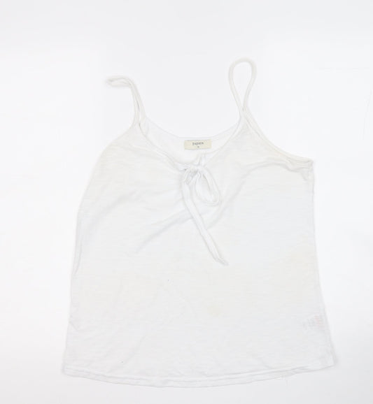 Papaya Womens White  Polyester Basic Tank Size 12 Round Neck