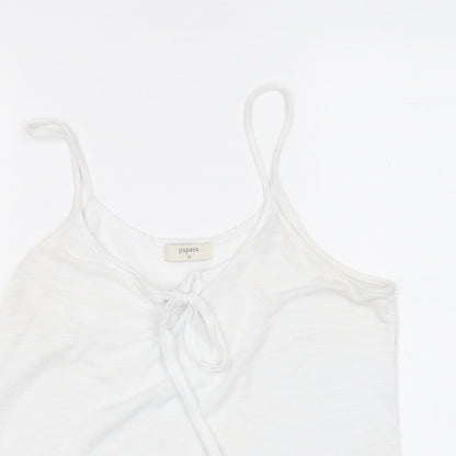 Papaya Womens White  Polyester Basic Tank Size 12 Round Neck