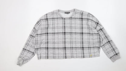 Primark Womens Grey Plaid Polyester Pullover Sweatshirt Size 10