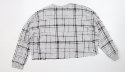 Primark Womens Grey Plaid Polyester Pullover Sweatshirt Size 10