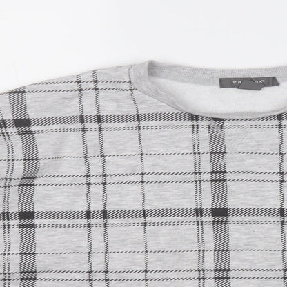 Primark Womens Grey Plaid Polyester Pullover Sweatshirt Size 10