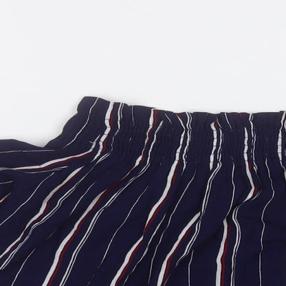Pull&Bear Womens Blue Striped Viscose Basic Blouse Size S Round Neck