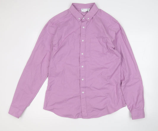 ASOS Mens Purple  Cotton  Button-Up Size L Collared