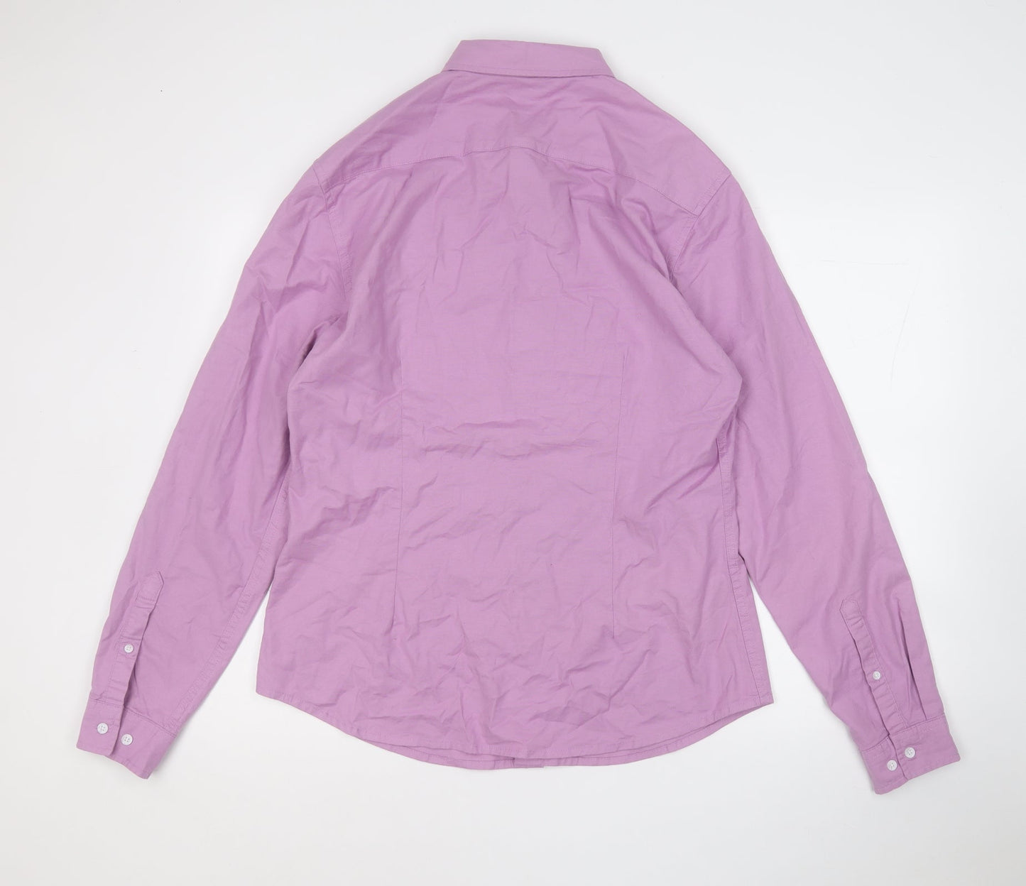 ASOS Mens Purple  Cotton  Button-Up Size L Collared