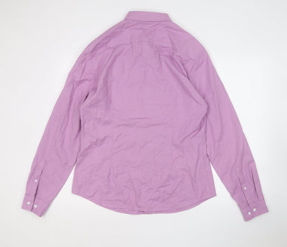 ASOS Mens Purple  Cotton  Button-Up Size L Collared