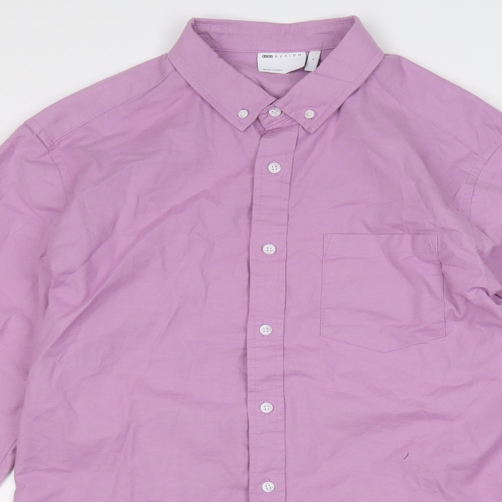 ASOS Mens Purple  Cotton  Button-Up Size L Collared